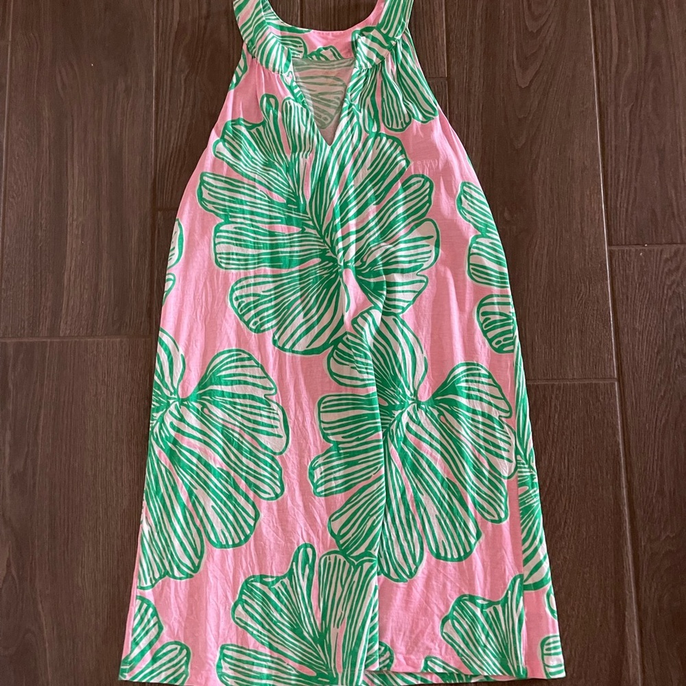 Lilly Pulitzer Pink and Green Leaf Print Dress